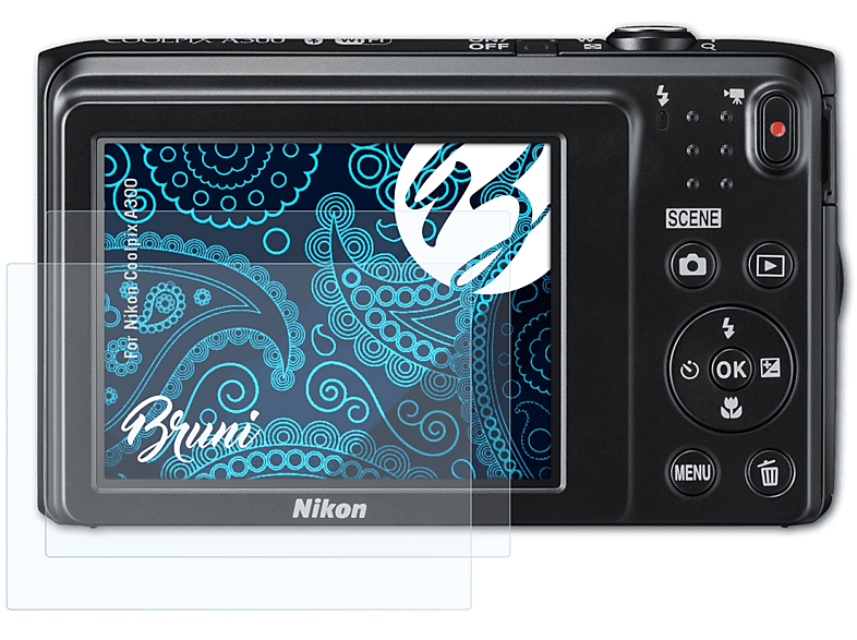 BRUNI 2x Basics-Clear Schutzfolie(für Nikon A300) Coolpix