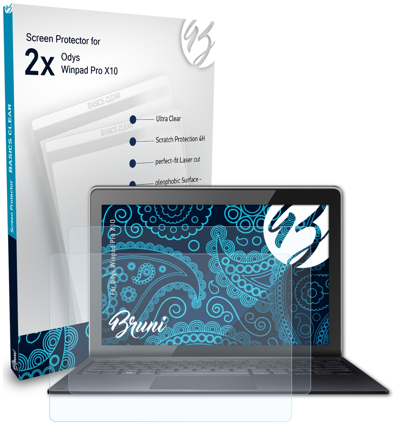 2x Pro Winpad BRUNI Basics-Clear Schutzfolie(für X10) Odys