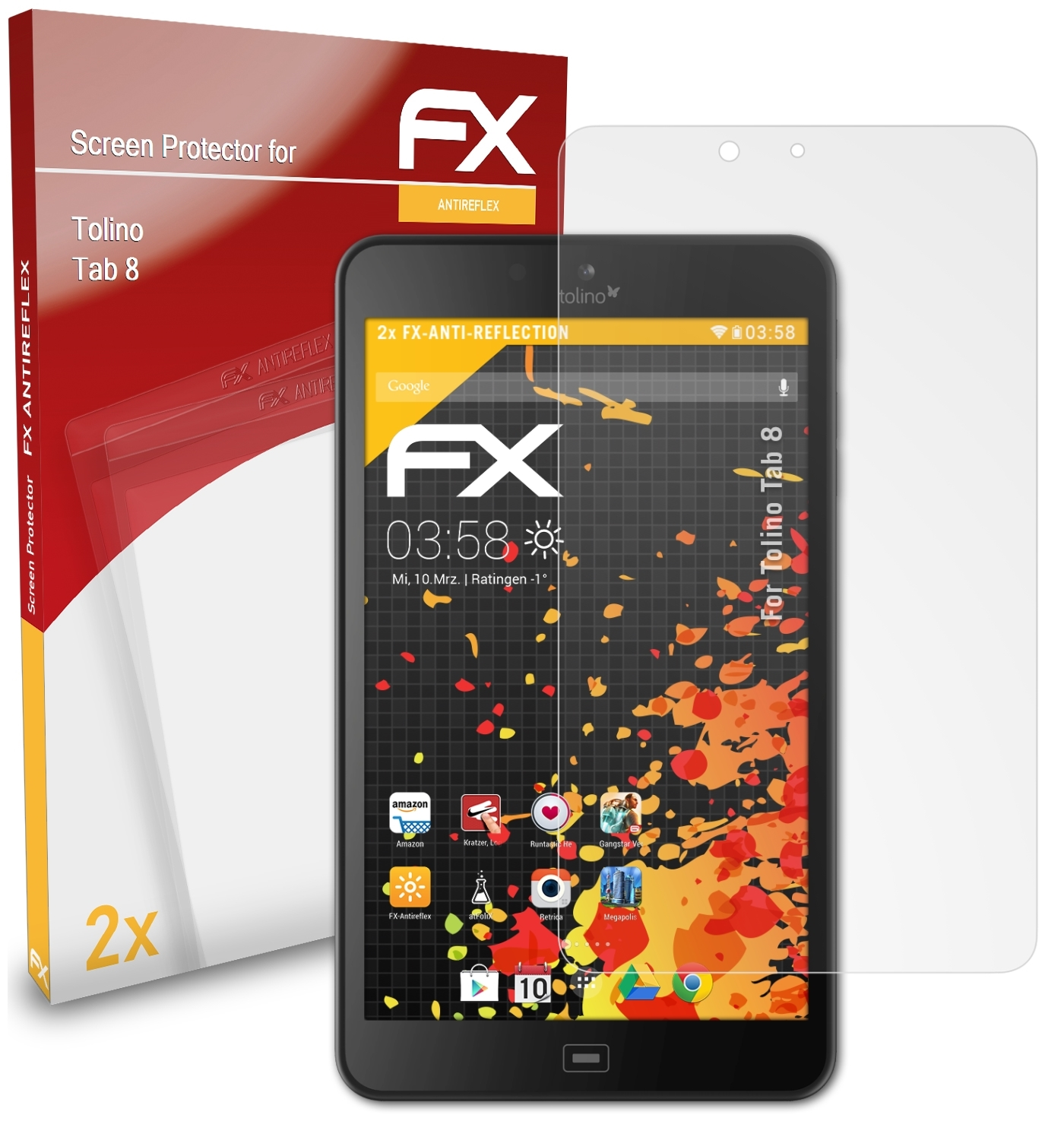 2x FX-Antireflex Displayschutz(für ATFOLIX Tolino Tab 8)