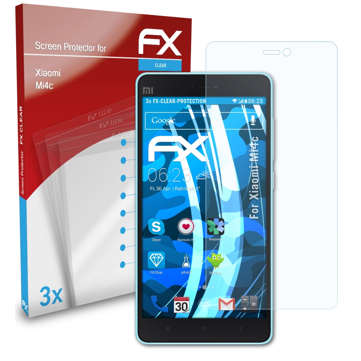 Displayschutz(für ATFOLIX FX-Clear Xiaomi Mi4c) 3x