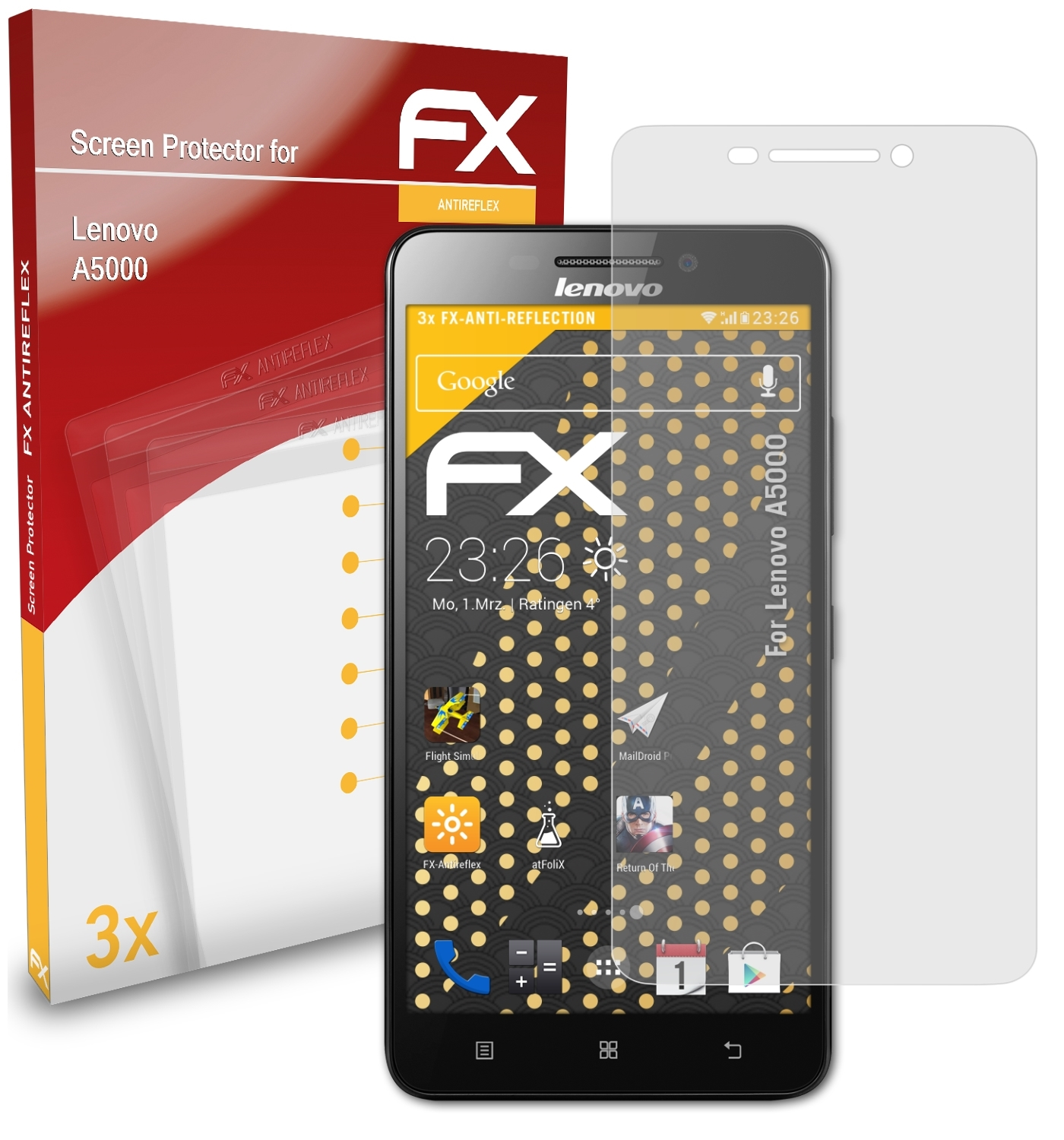 FX-Antireflex A5000) ATFOLIX 3x Displayschutz(für Lenovo