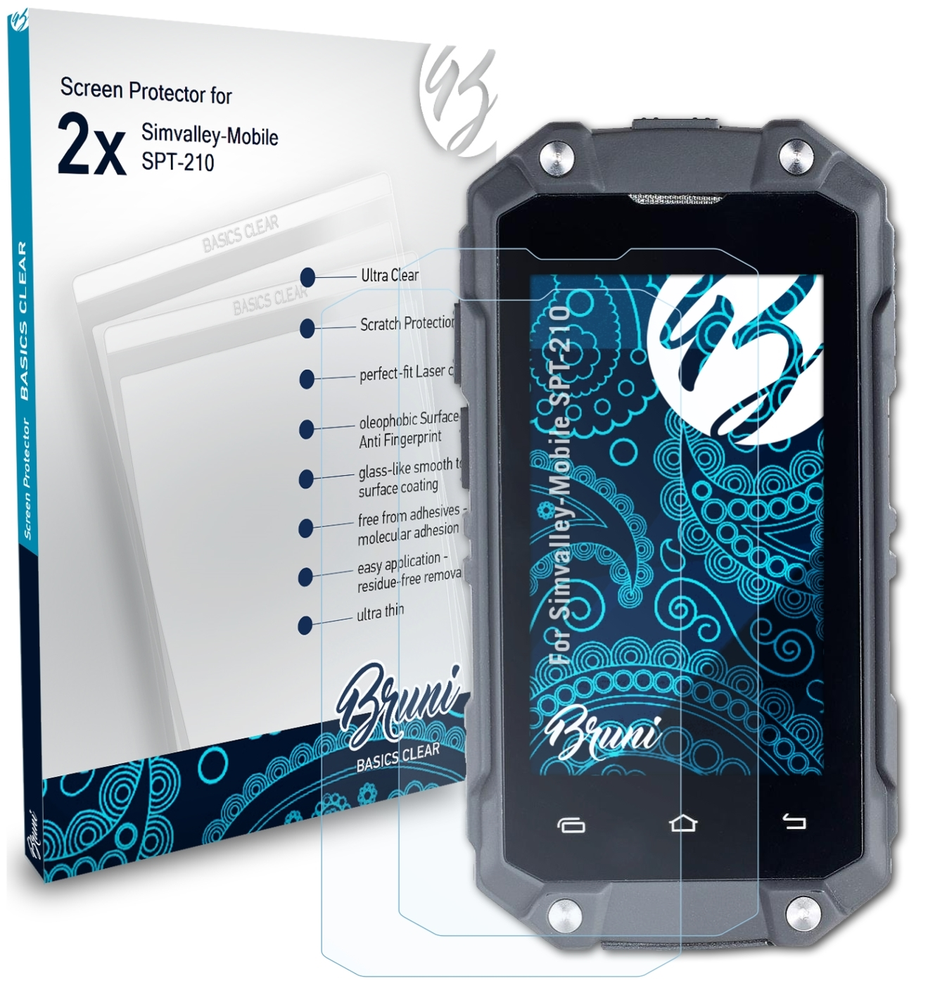 Simvalley-Mobile Schutzfolie(für 2x SPT-210) BRUNI Basics-Clear