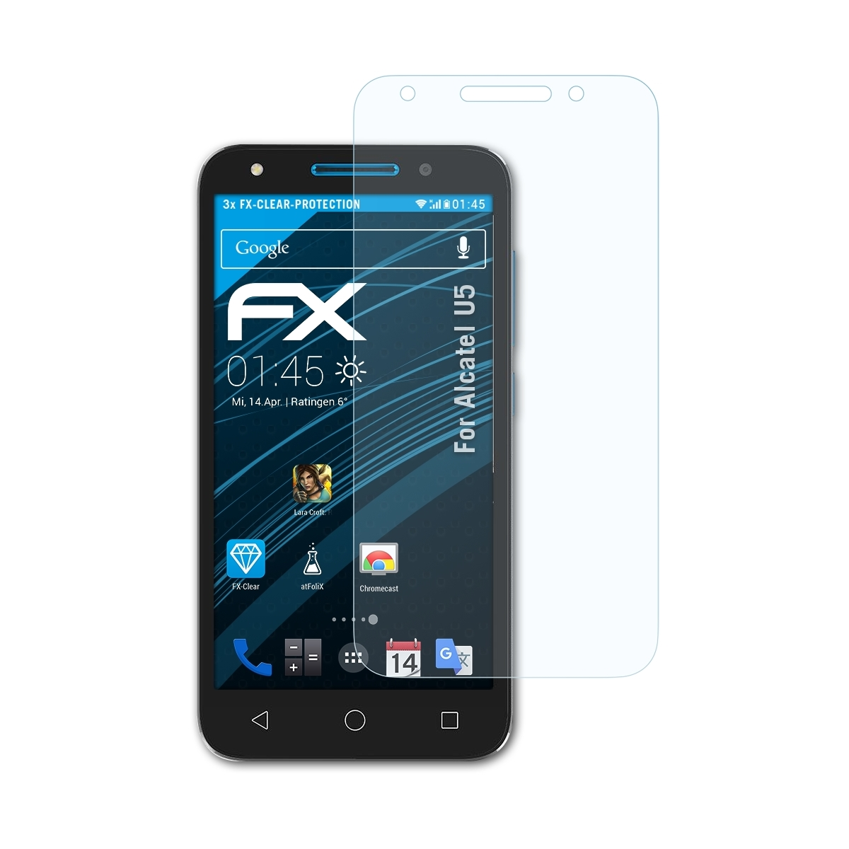 ATFOLIX 3x FX-Clear Displayschutz(für Alcatel U5)