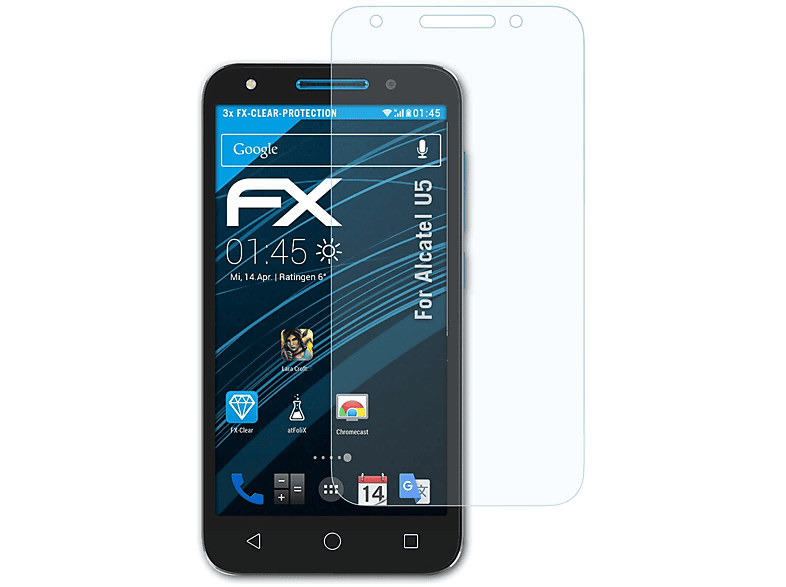ATFOLIX 3x FX-Clear Displayschutz(für Alcatel U5)