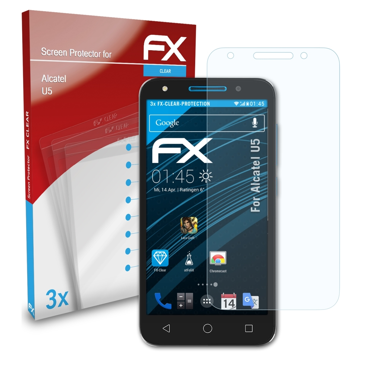 3x Displayschutz(für Alcatel FX-Clear ATFOLIX U5)