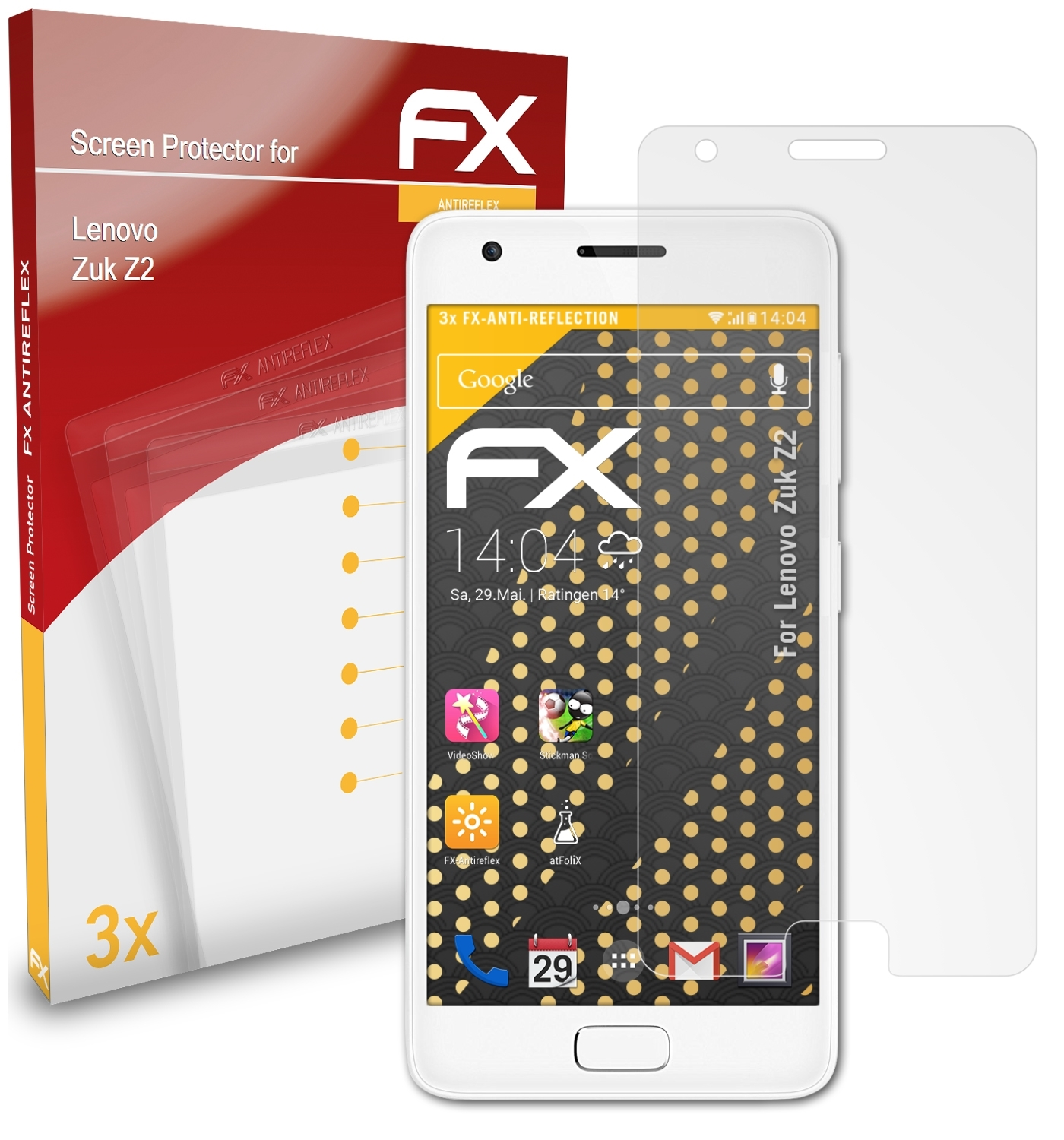 3x FX-Antireflex Z2) Lenovo ATFOLIX Zuk Displayschutz(für
