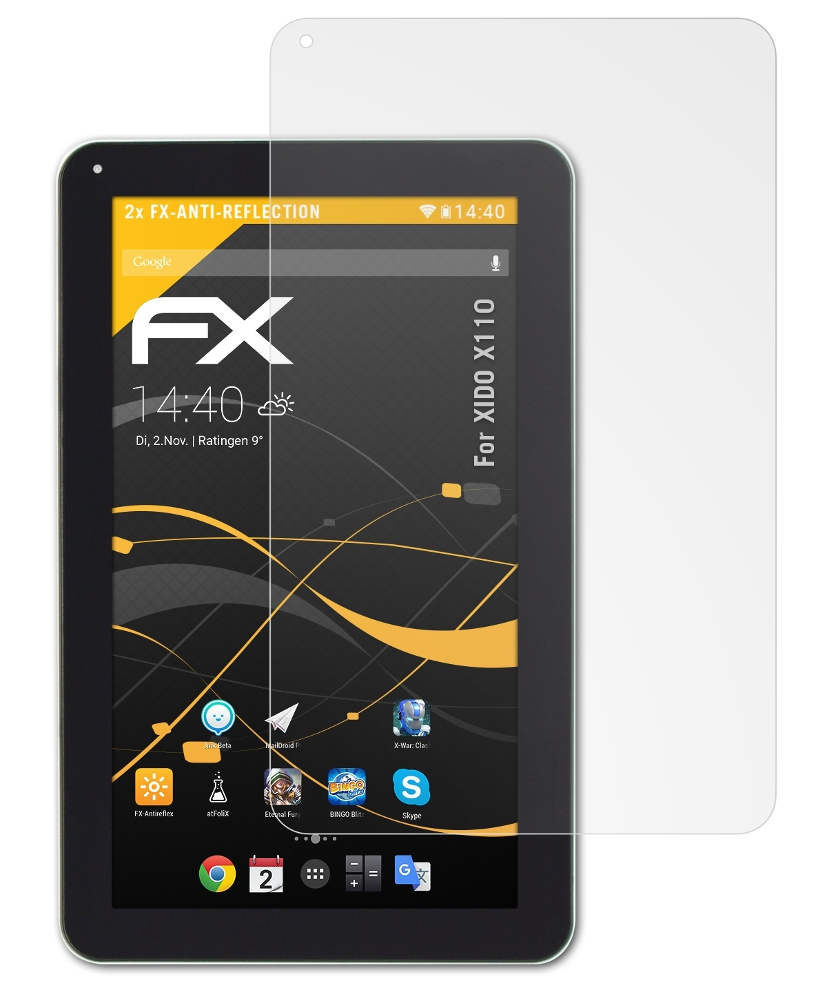 ATFOLIX 2x FX-Antireflex Displayschutz(für XIDO X110)