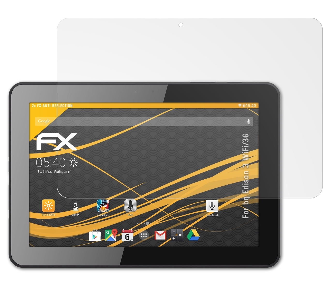 3 ATFOLIX 2x (WiFi/3G)) FX-Antireflex Displayschutz(für bq Edison