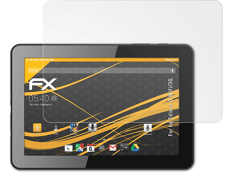 ATFOLIX 2x FX-Antireflex Displayschutz(für bq Edison 3 (WiFi/3G))