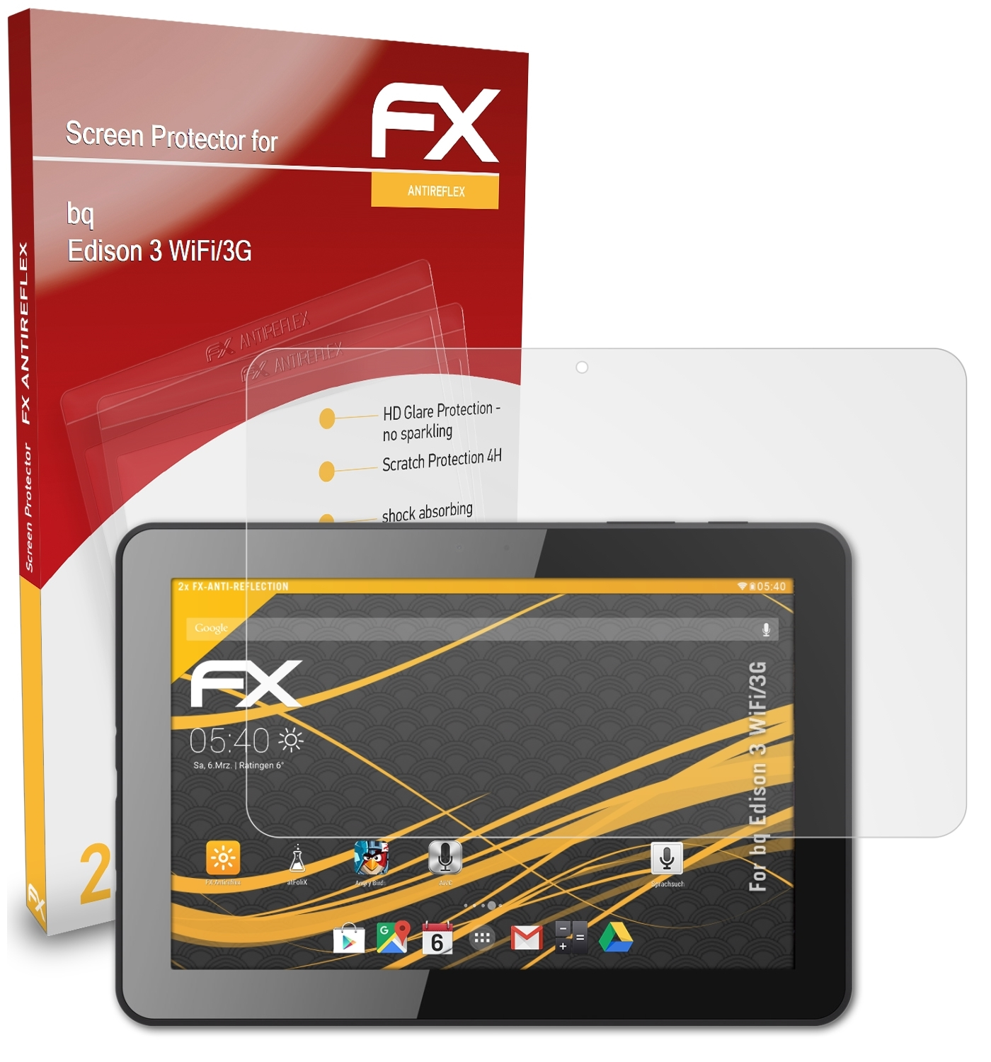 ATFOLIX 2x FX-Antireflex Displayschutz(für bq (WiFi/3G)) 3 Edison