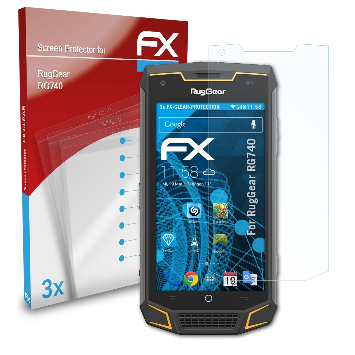 RG740) ATFOLIX Displayschutz(für RugGear FX-Clear 3x
