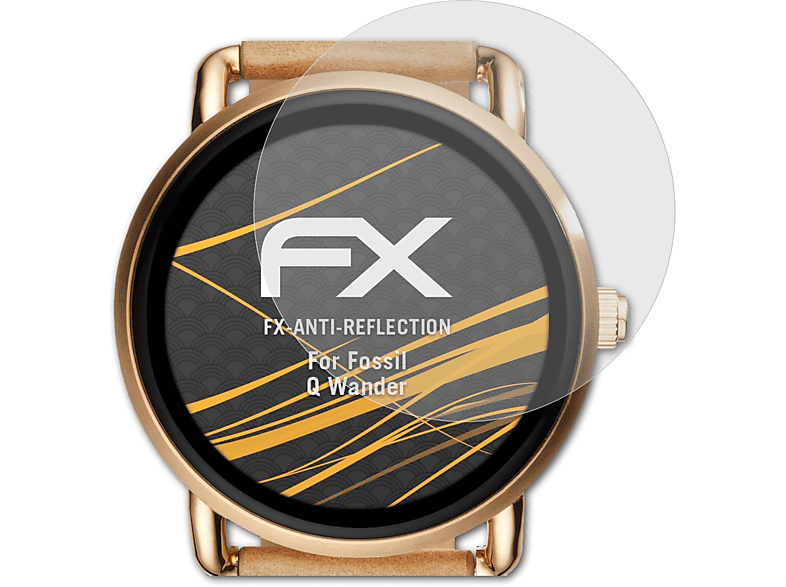 ATFOLIX 3x FX-Antireflex Displayschutz(für Fossil Q Wander)