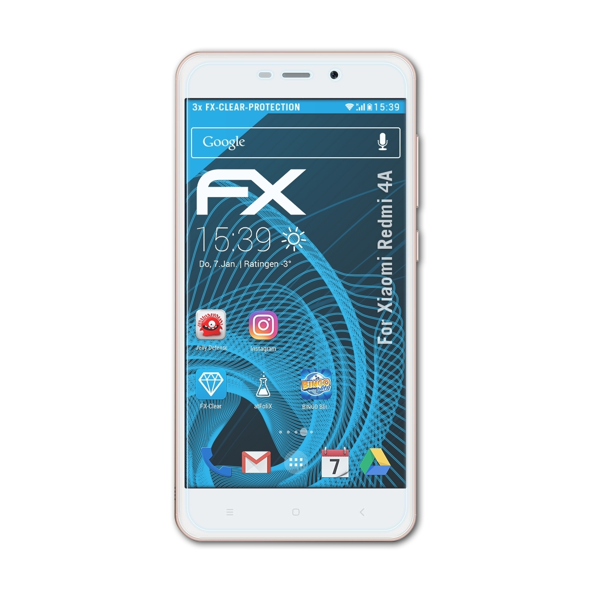 Displayschutz(für Redmi FX-Clear 4A) ATFOLIX Xiaomi 3x