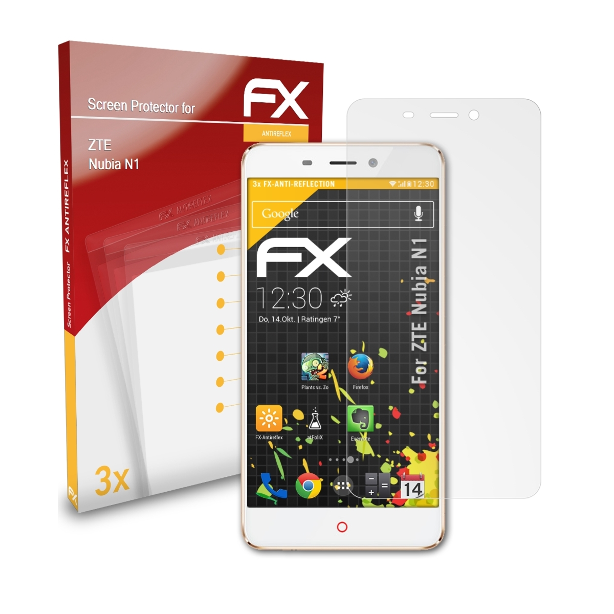 ATFOLIX FX-Antireflex N1) ZTE Displayschutz(für 3x Nubia