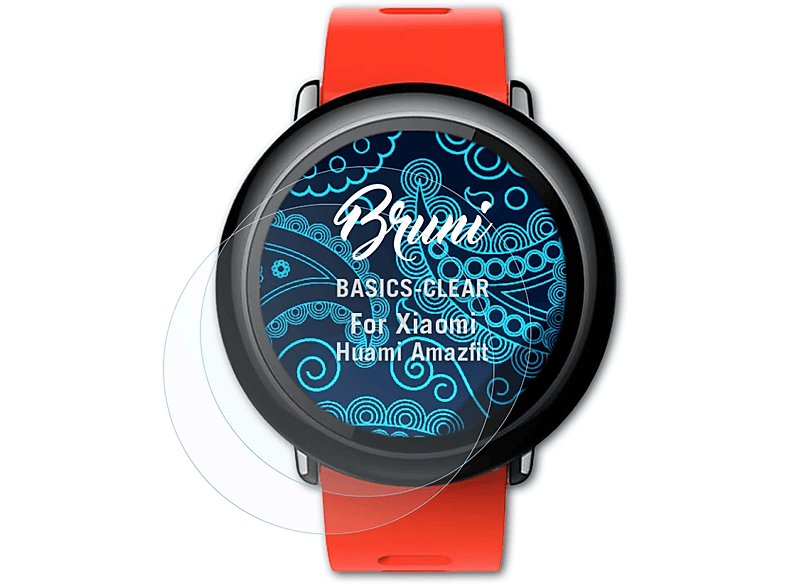 BRUNI 2x Basics-Clear Schutzfolie(für Xiaomi Huami Amazfit) | Smartwatch Schutzfolien & Gläser