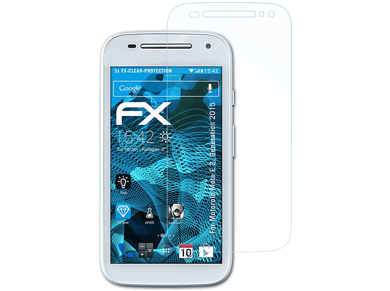 ATFOLIX 3x FX-Clear Displayschutz(für Motorola Moto E (2. Generation 2015))