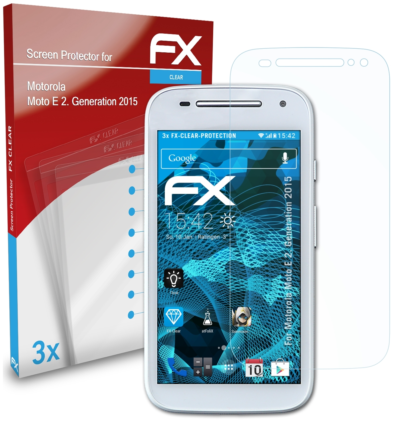 E ATFOLIX 3x Displayschutz(für 2015)) Motorola (2. FX-Clear Moto Generation