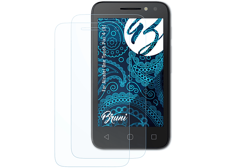 BRUNI 2x Basics-Clear Schutzfolie(für Alcatel One Touch Pixi 4 (4))