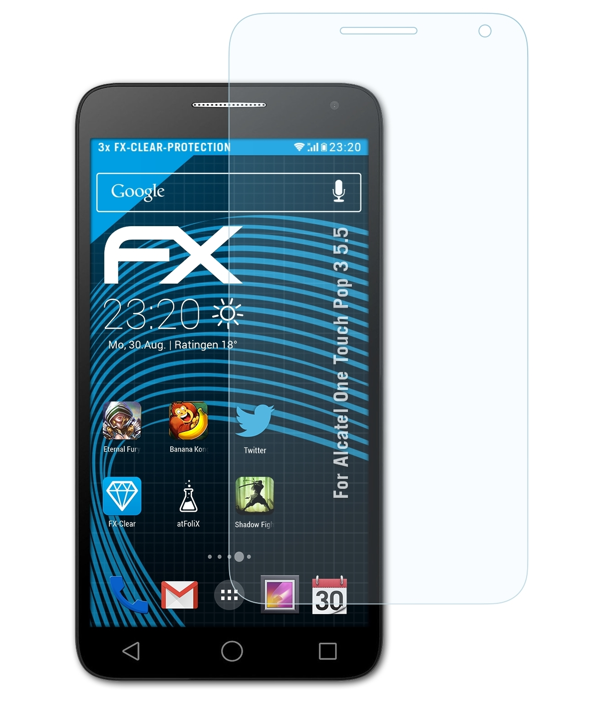 Displayschutz(für One Pop (5.5)) 3 FX-Clear 3x ATFOLIX Touch Alcatel