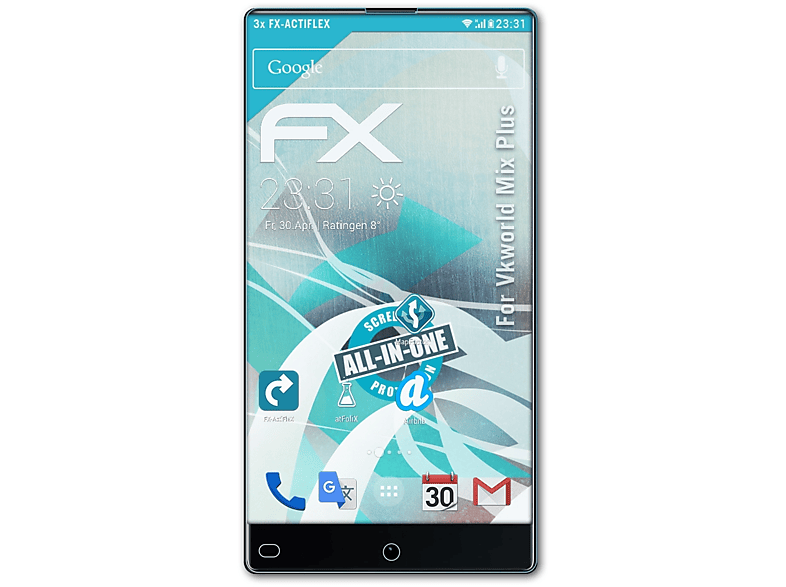 3x FX-ActiFleX Plus) Mix ATFOLIX Vkworld Displayschutz(für
