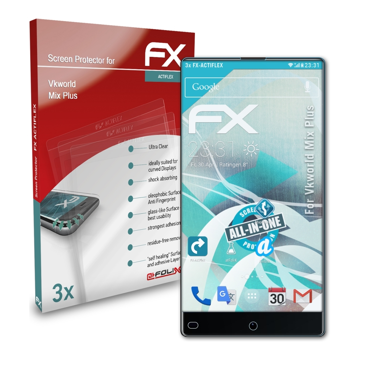 ATFOLIX 3x Vkworld Mix Displayschutz(für FX-ActiFleX Plus)