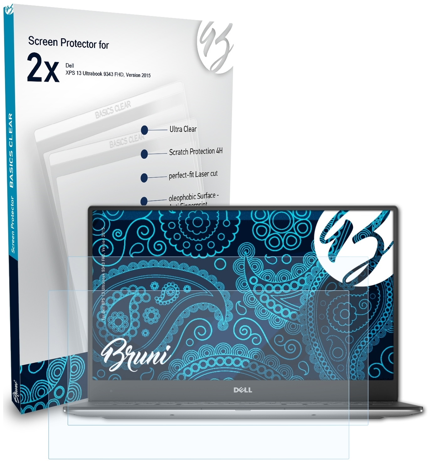 XPS Dell (9343 2x Basics-Clear FHD, 2015)) Schutzfolie(für 13 BRUNI Version Ultrabook