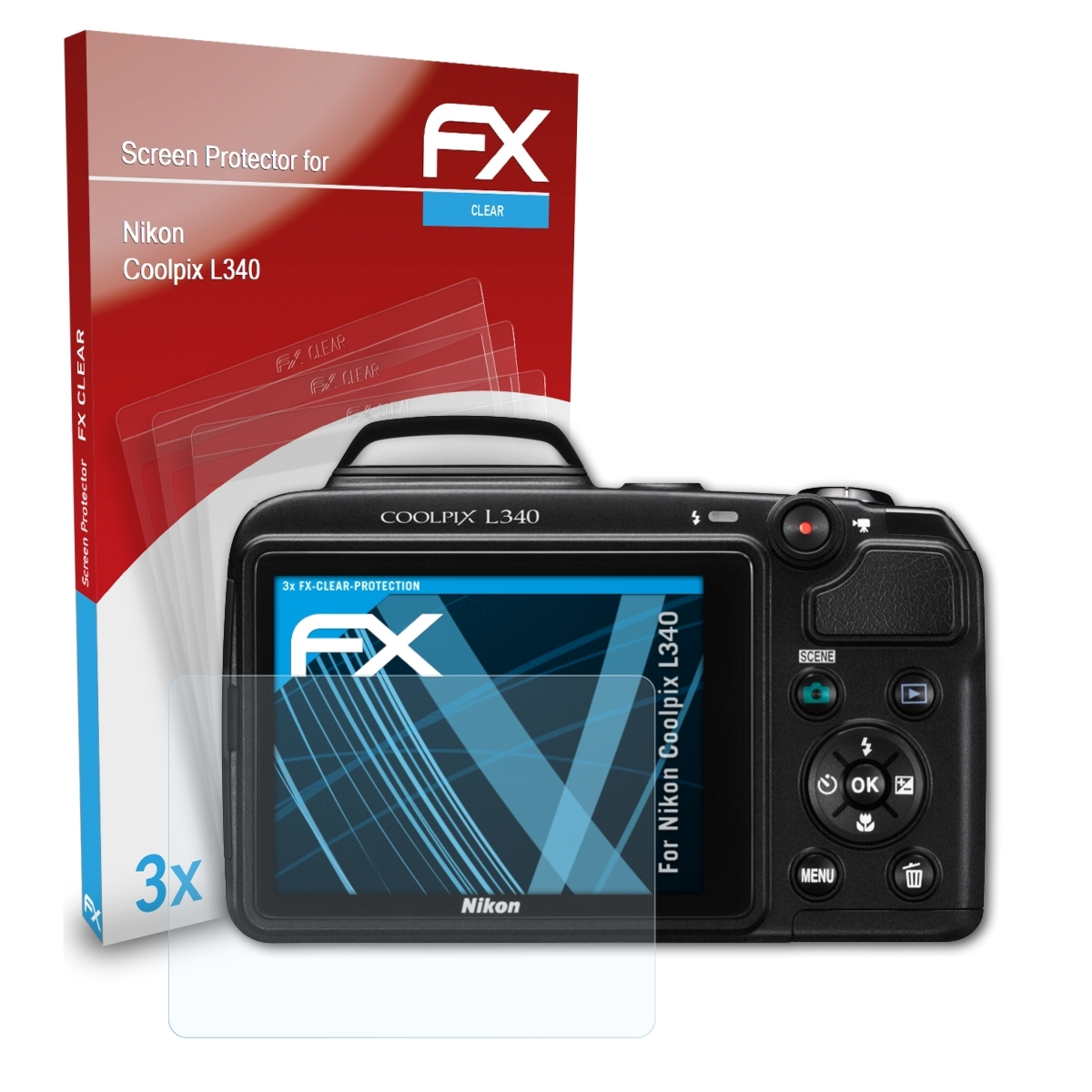 Displayschutz(für Coolpix Nikon L340) FX-Clear ATFOLIX 3x