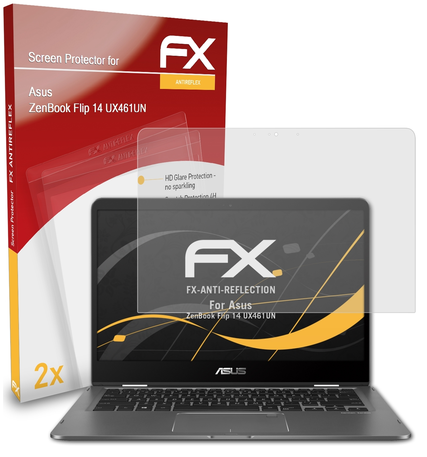 ATFOLIX 2x FX-Antireflex Displayschutz(für Asus ZenBook (UX461UN)) 14 Flip