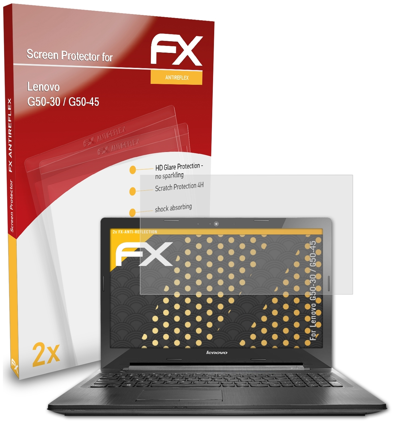 ATFOLIX 2x Lenovo G50-45) / G50-30 FX-Antireflex Displayschutz(für