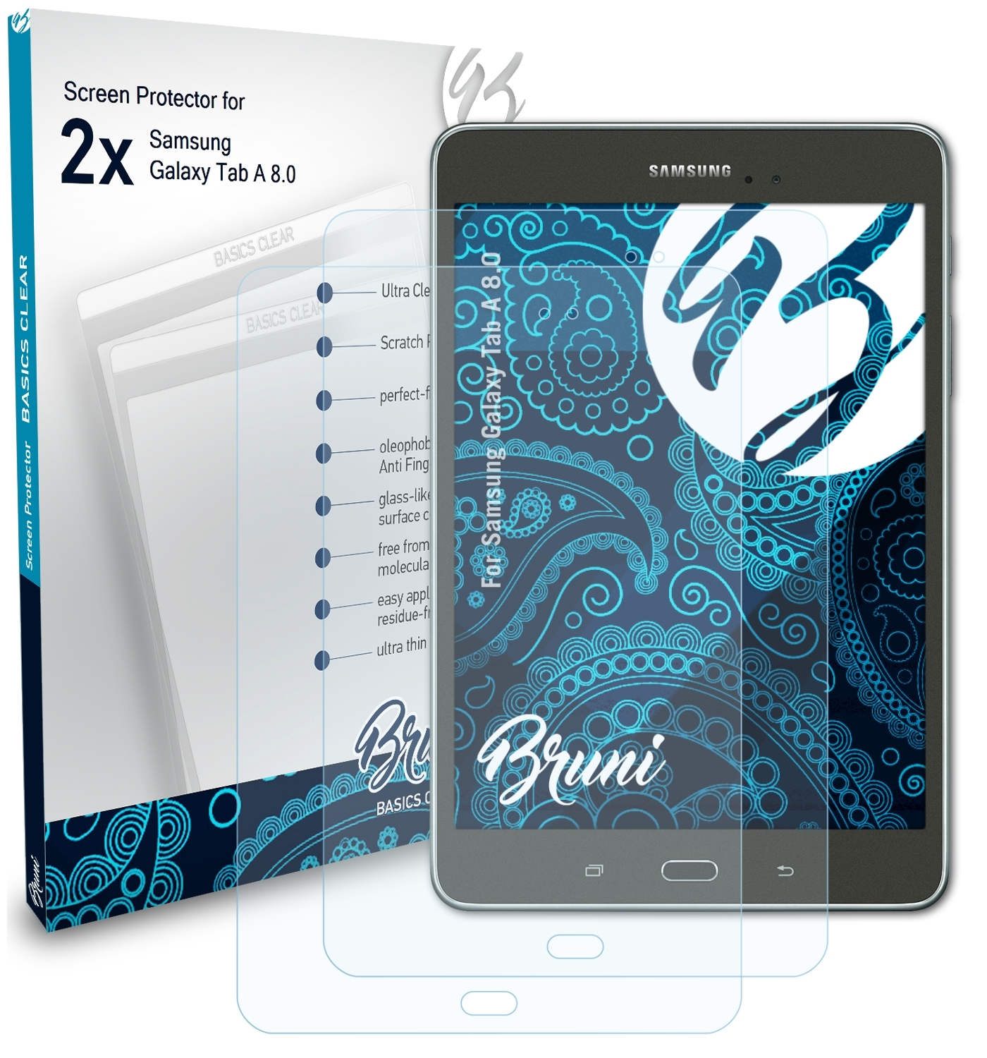 8.0) Galaxy Schutzfolie(für BRUNI Basics-Clear A Samsung Tab 2x