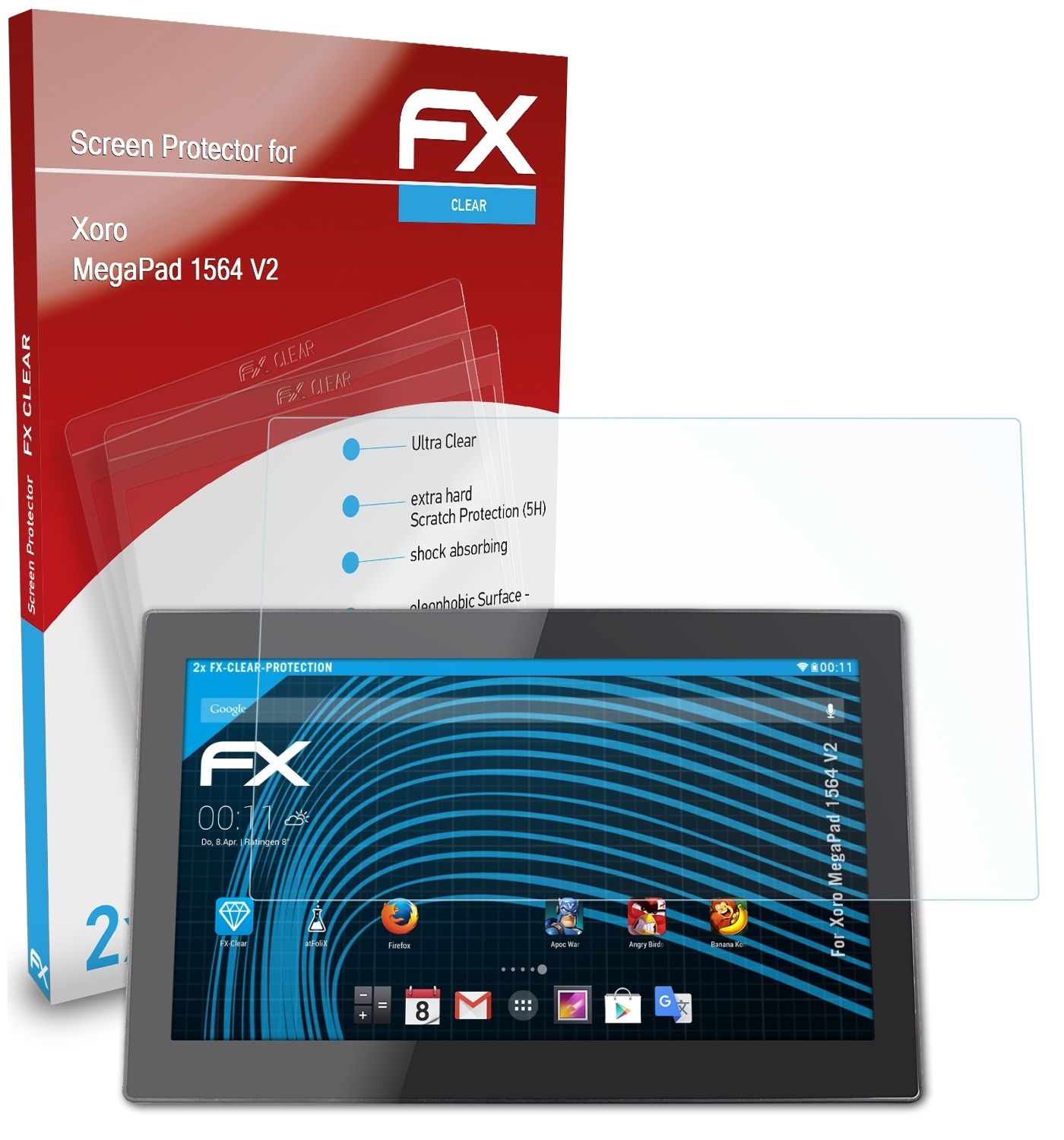 ATFOLIX FX-Clear Xoro MegaPad 1564 V2) 2x Displayschutz(für