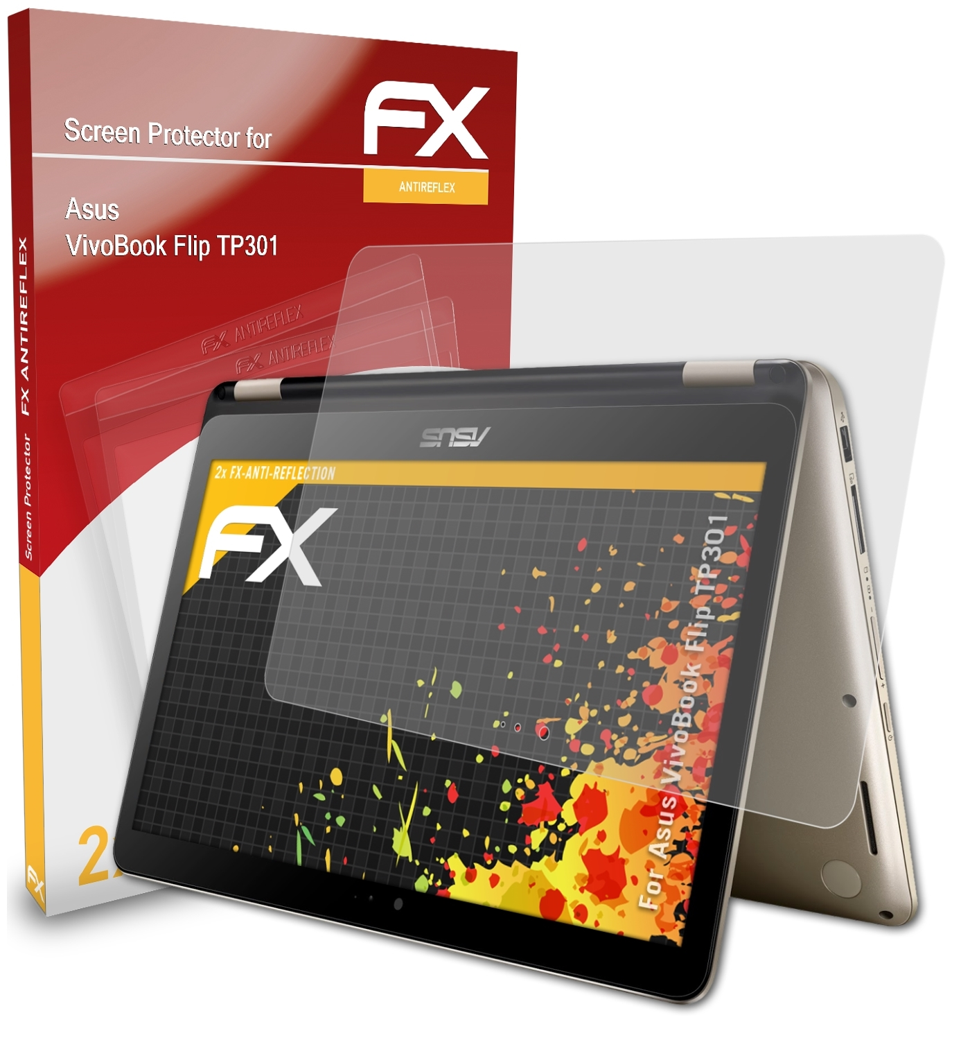 2x FX-Antireflex VivoBook TP301) Asus Flip Displayschutz(für ATFOLIX