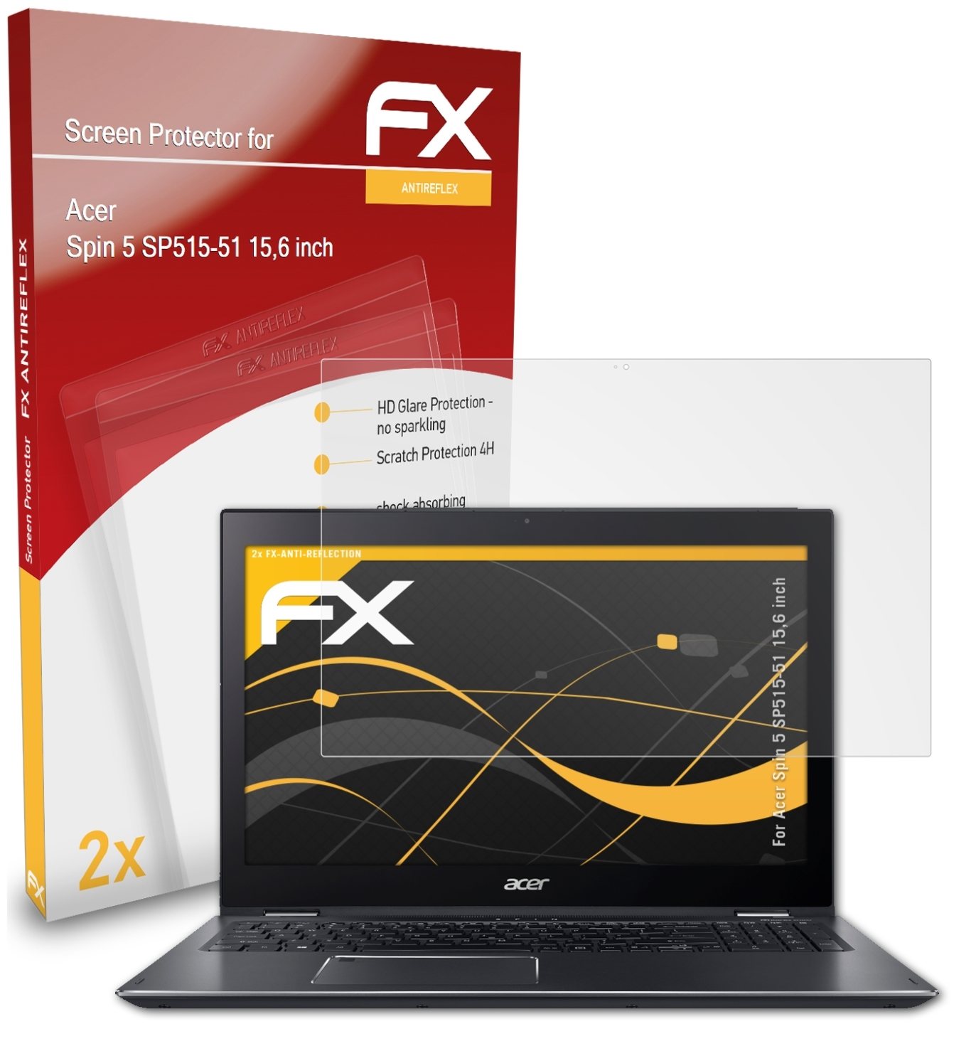 2x SP515-51 FX-Antireflex Acer Spin ATFOLIX 5 inch)) Displayschutz(für (15,6