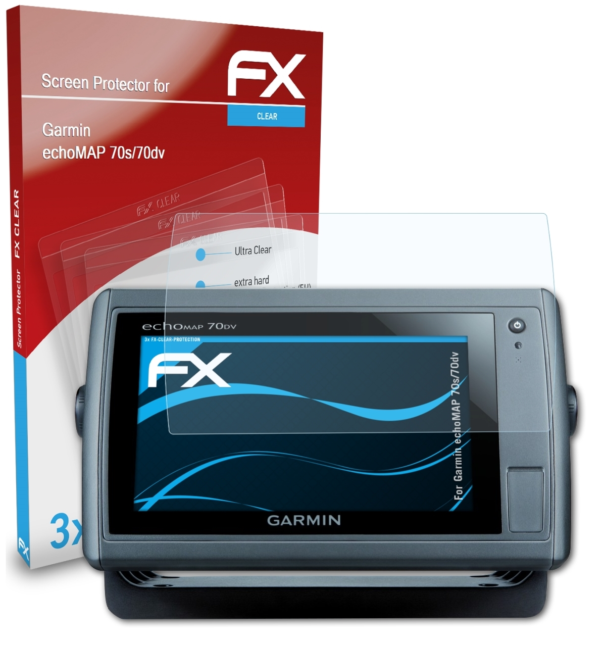 ATFOLIX 3x 70s/70dv) Displayschutz(für echoMAP FX-Clear Garmin