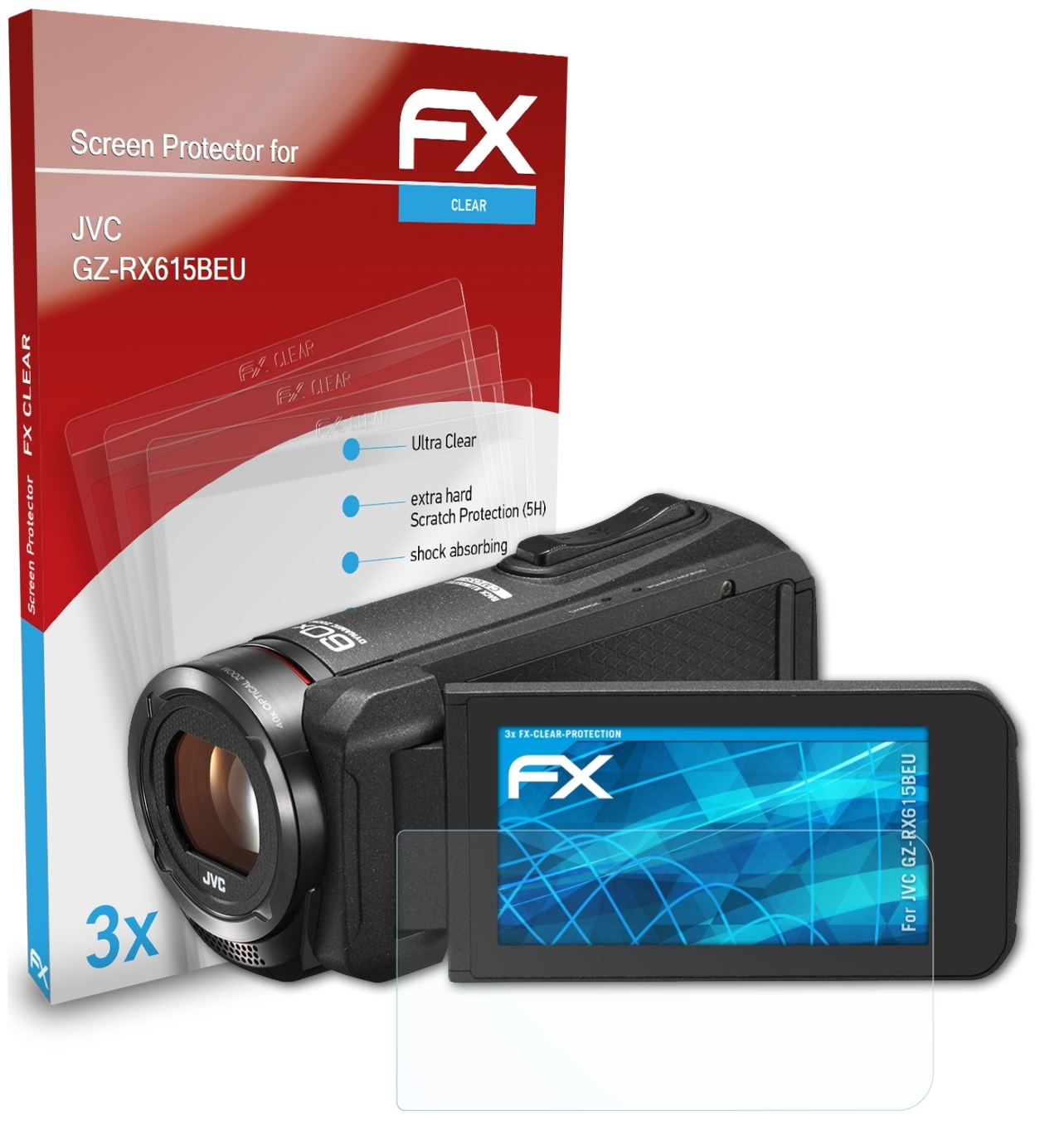 ATFOLIX 3x FX-Clear Displayschutz(für GZ-RX615BEU) JVC