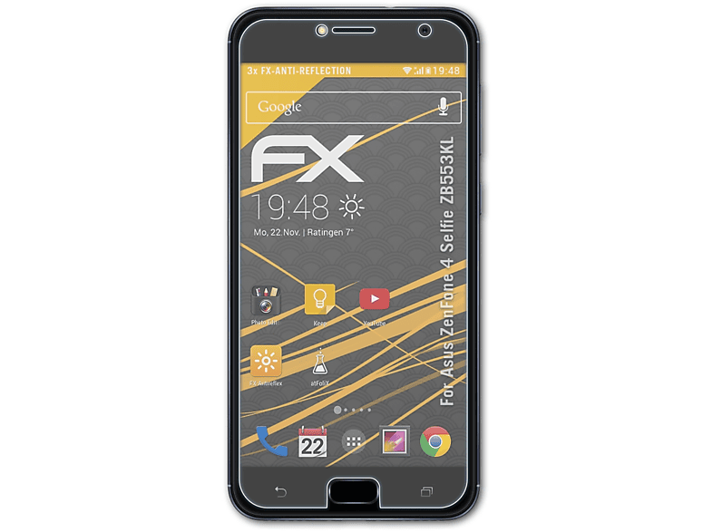 ATFOLIX 3x FX-Antireflex Displayschutz(für Asus ZenFone 4 Selfie (ZB553KL)) | Displayschutzfolien & Gläser