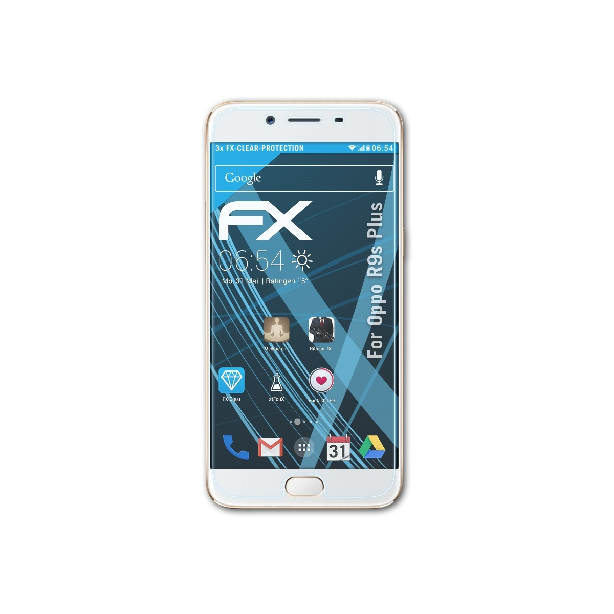 ATFOLIX 3x FX-Clear R9s Plus) Oppo Displayschutz(für