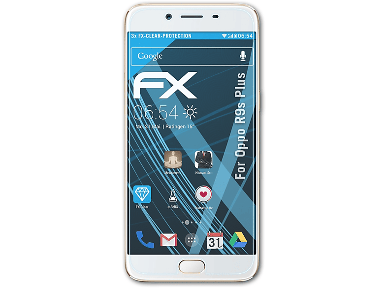 ATFOLIX 3x FX-Clear Displayschutz(für Oppo R9s Plus)