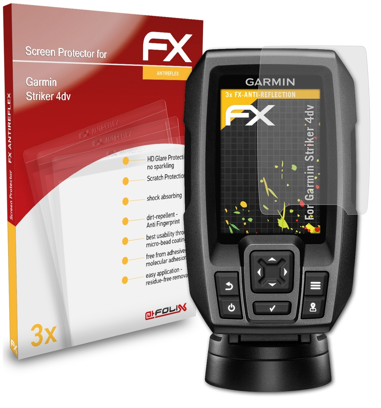 ATFOLIX 3x FX-Antireflex Garmin 4dv) Striker Displayschutz(für