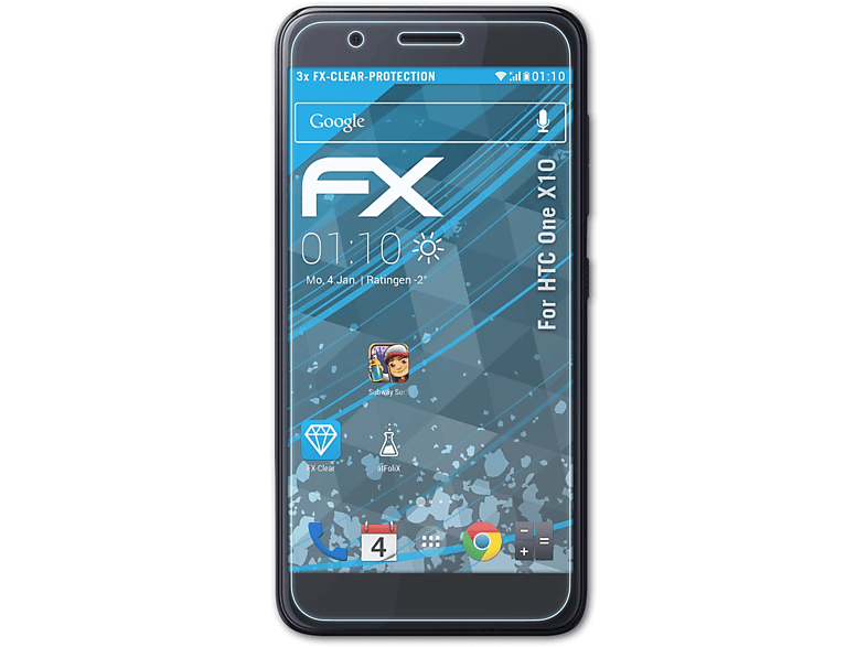 ATFOLIX 3x FX-Clear Displayschutz(für HTC One X10)