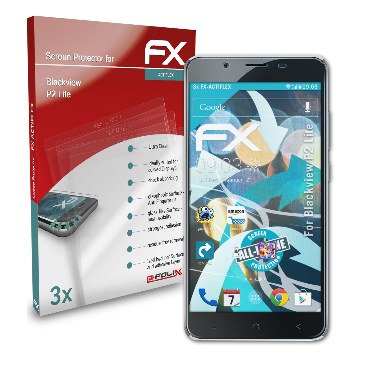 Lite) FX-ActiFleX ATFOLIX Blackview Displayschutz(für P2 3x
