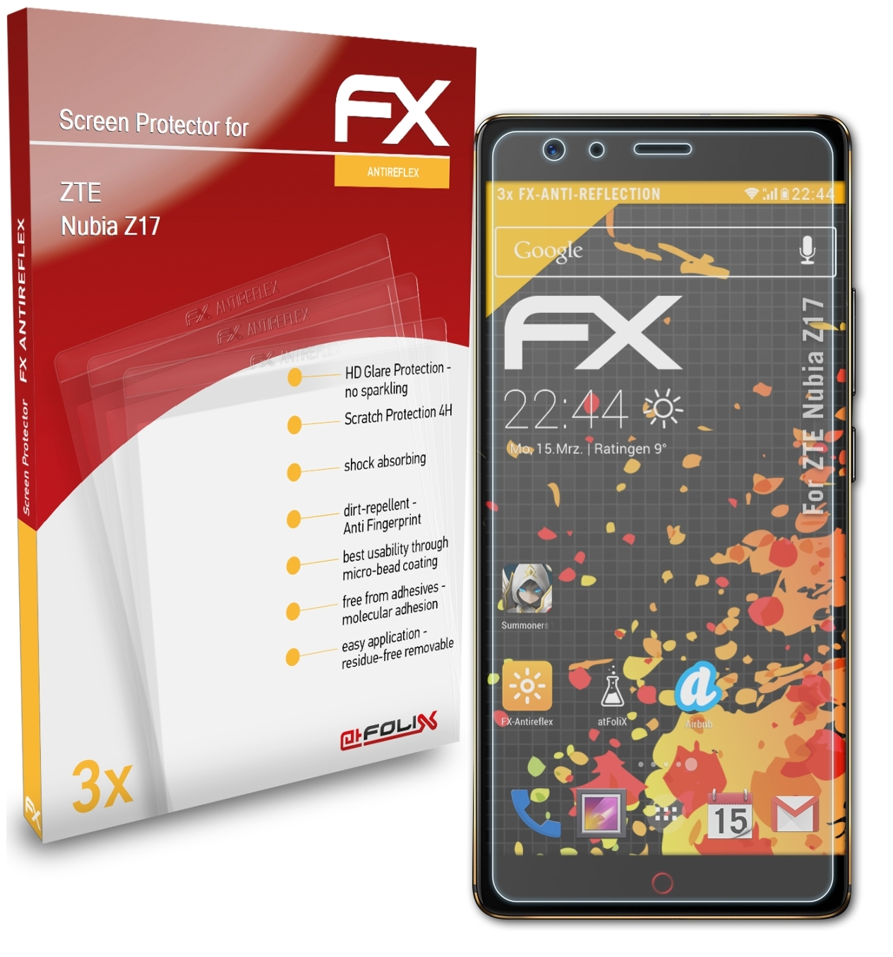 FX-Antireflex Displayschutz(für Z17) ATFOLIX ZTE Nubia 3x