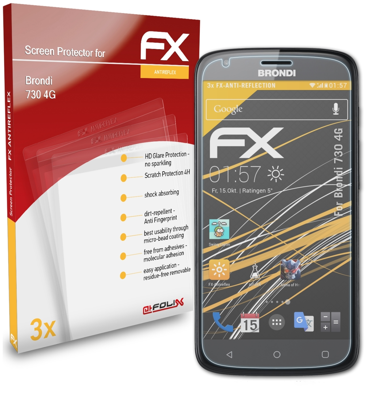 4G) Brondi 3x ATFOLIX 730 Displayschutz(für FX-Antireflex