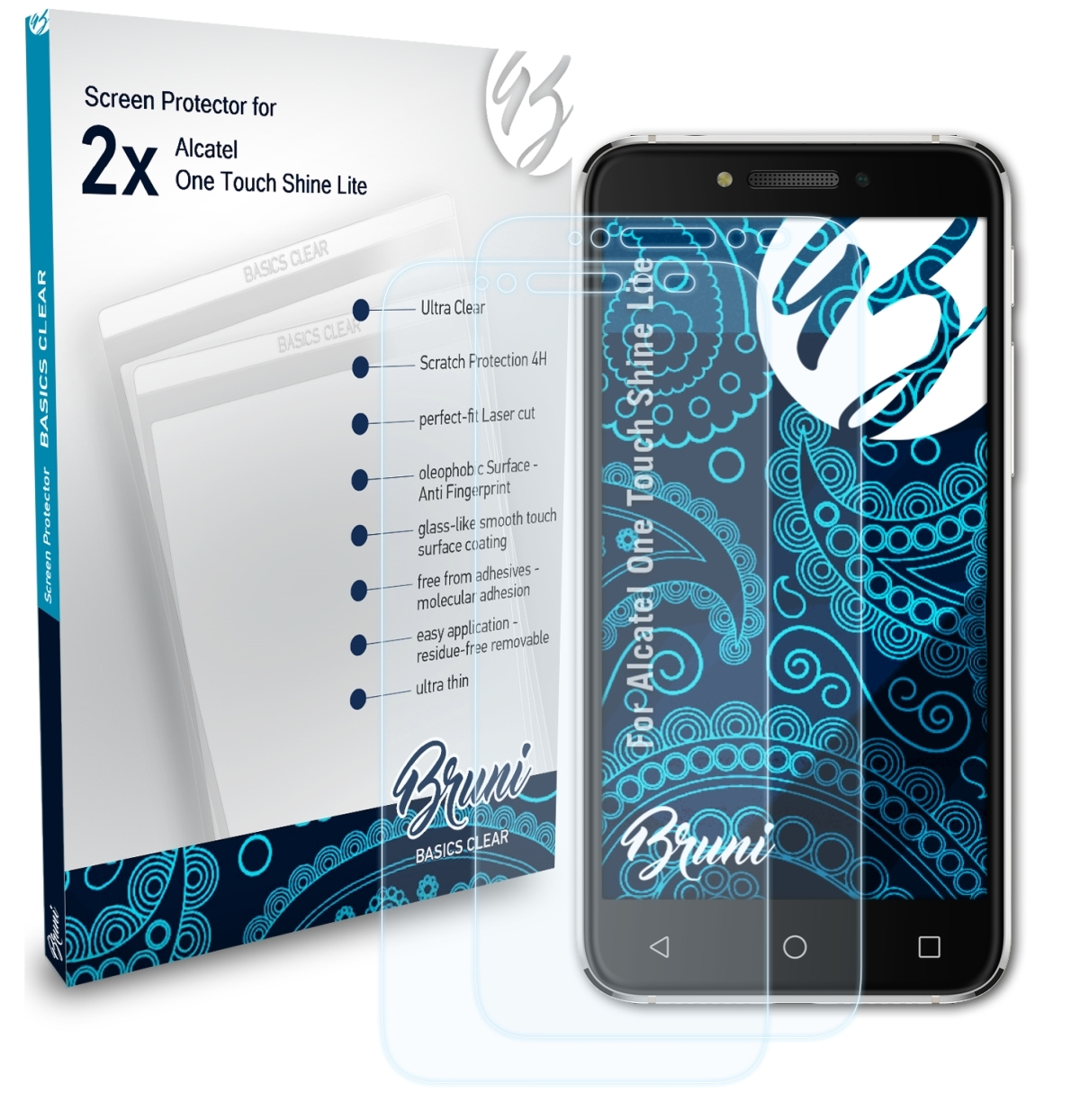 One Schutzfolie(für 2x Lite) Touch Alcatel Basics-Clear BRUNI Shine