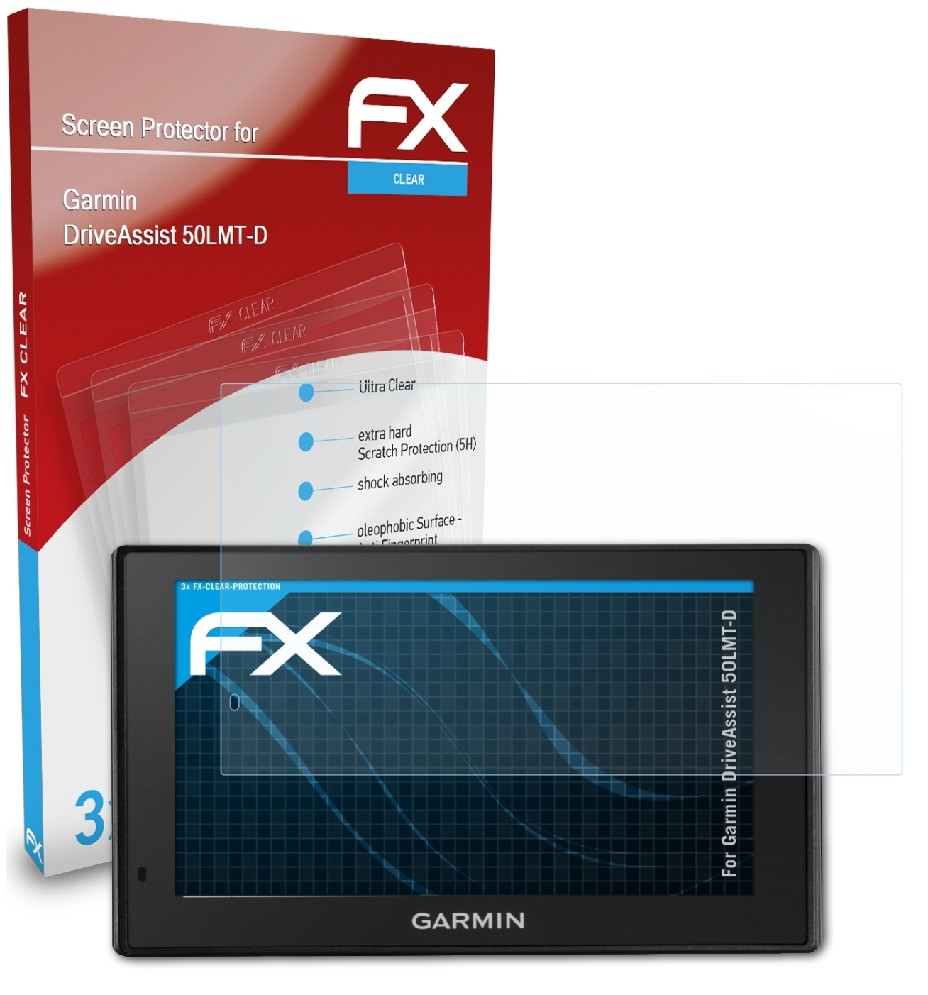 3x ATFOLIX FX-Clear Garmin 50LMT-D) Displayschutz(für DriveAssist