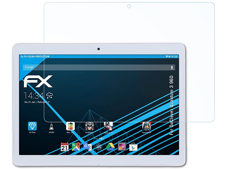 ATFOLIX 2x FX-Clear Displayschutz(für GoClever Quantum 3 960)