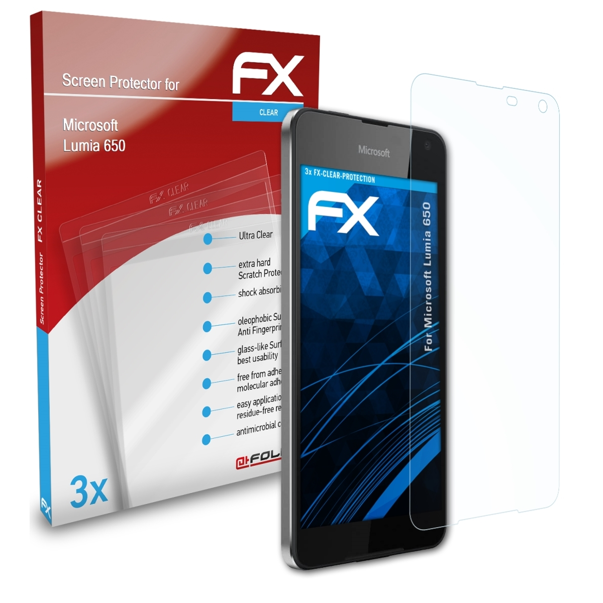 Microsoft FX-Clear 3x ATFOLIX 650) Displayschutz(für Lumia