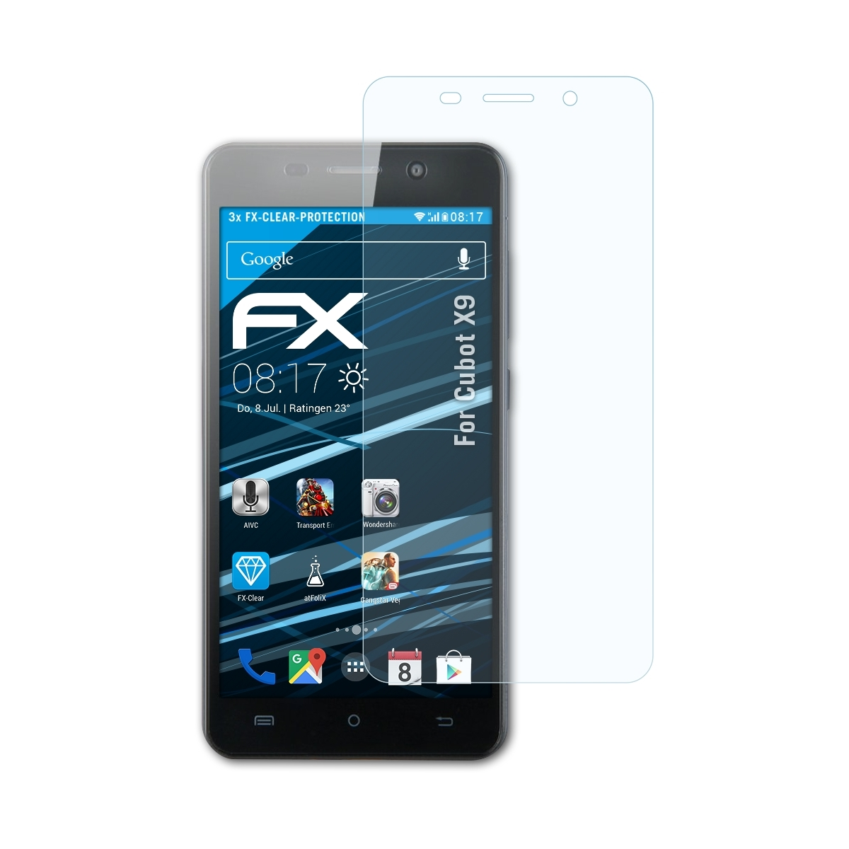 ATFOLIX 3x FX-Clear Cubot X9) Displayschutz(für