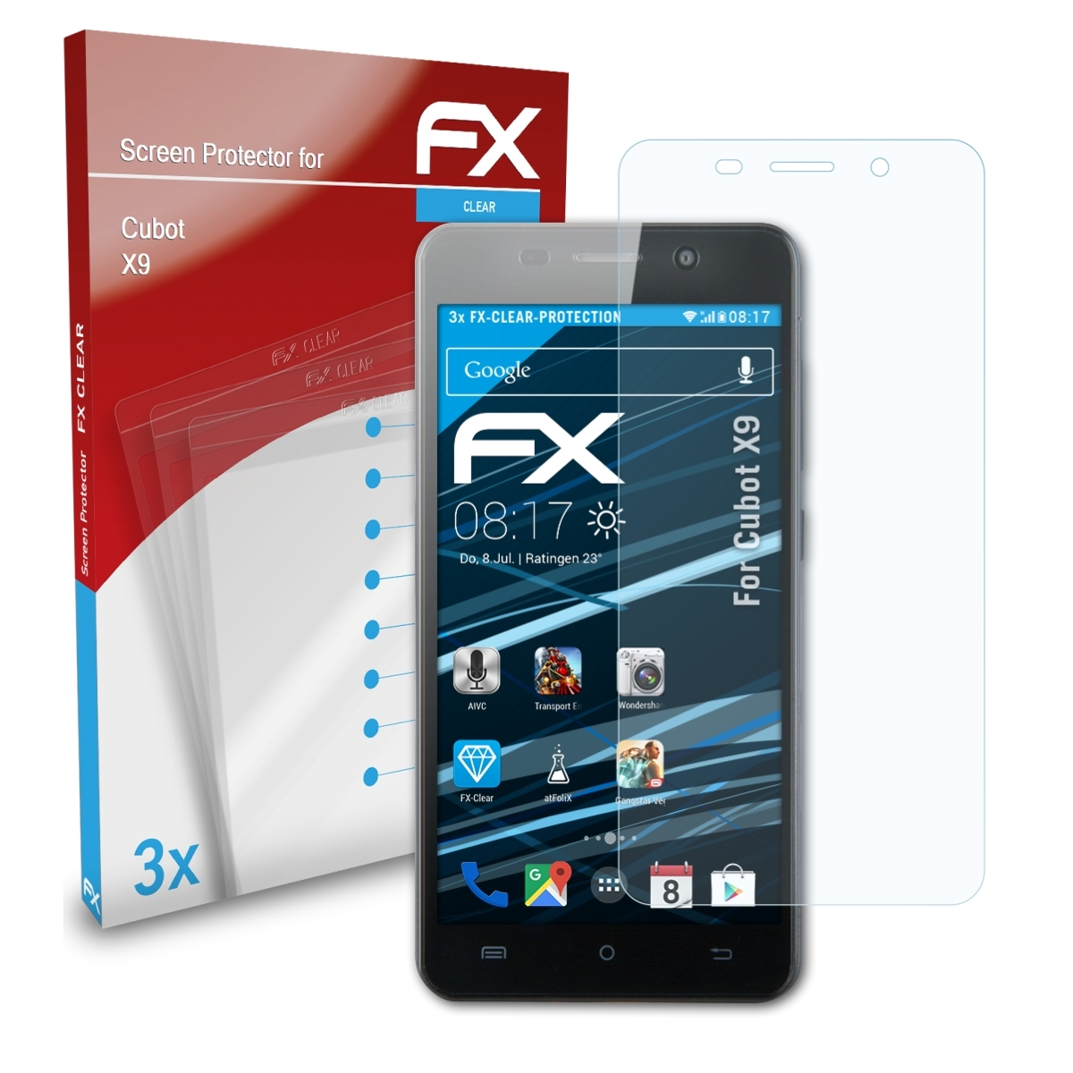ATFOLIX 3x FX-Clear Cubot X9) Displayschutz(für