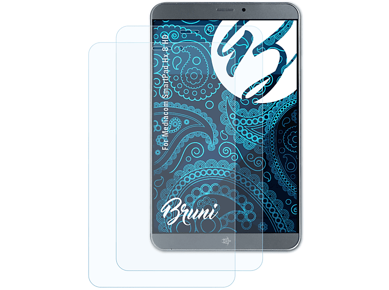 BRUNI 2x Basics-Clear Schutzfolie(für Mediacom SmartPad Hx 8 HD)